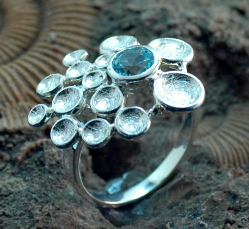Preview: Edeltopas-Ring Silber eismatt